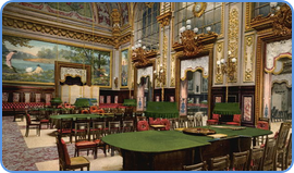 Interior of Monte Carlo Casino in Monaco, Europe.