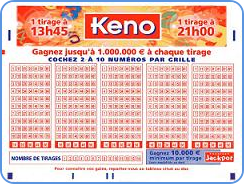 French Keno - blank playslip coupon