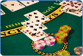 Blackjack cards in Las Vegas casino