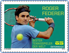 Tennis player Roger Federer on Austrian postage stamp