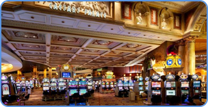 Traditional slots machines at Caesars Palace Casino in Las Vegas